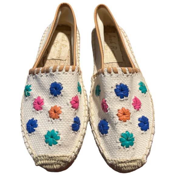 Jack Rogers Miss Palmer Espadrille White Canvas Multicolor Floral 6M Preppy Boho - Picture 1 of 7